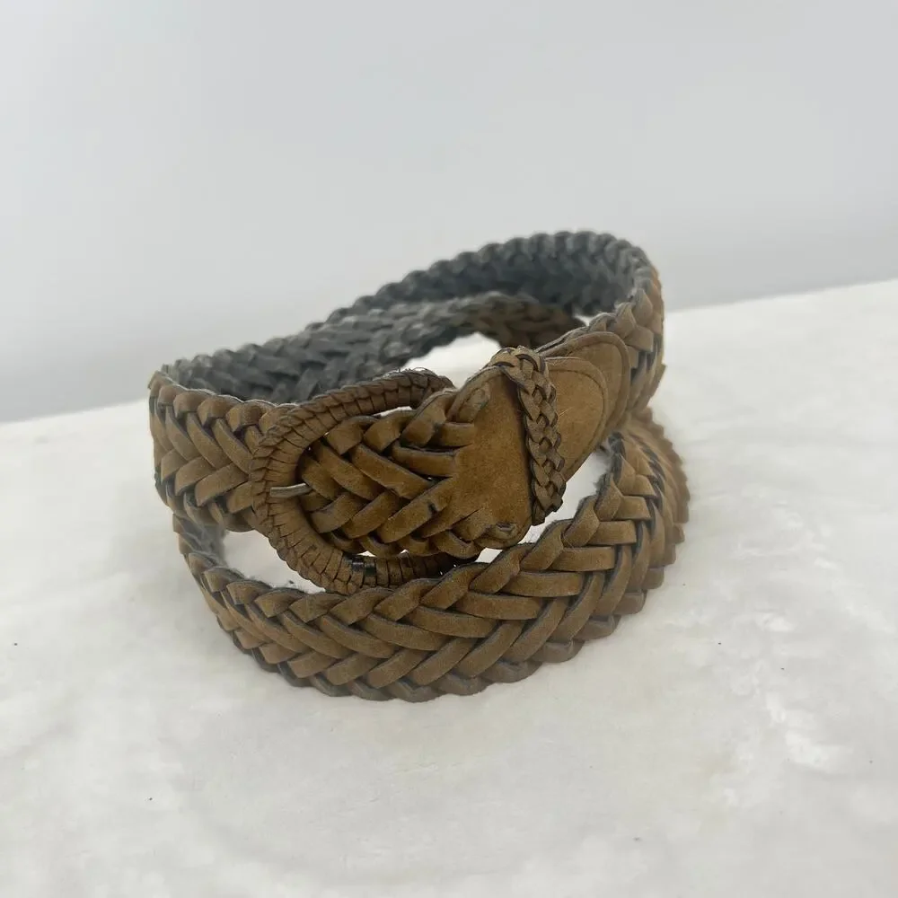 Unbranded Nubuck Braided Belt Wrapped Buckle Soft Brown 2X  Cowgirl Gorpcore